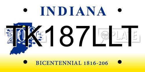 TK187LLT Indiana License Plate