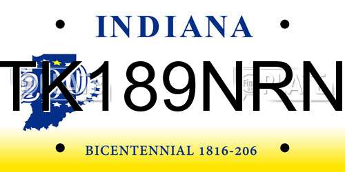TK189NRN Indiana License Plate