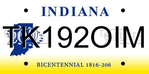TK192OIM Indiana License Plate
