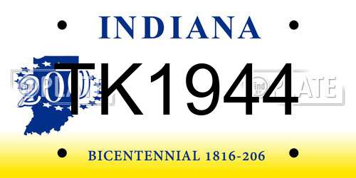 TK1944 Indiana License Plate