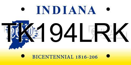 TK194LRK Indiana License Plate