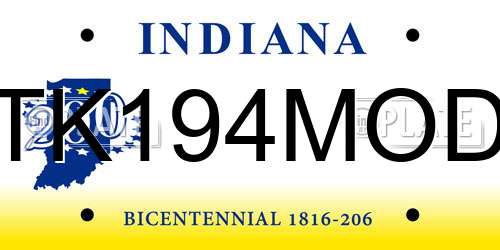 TK194MOD Indiana License Plate