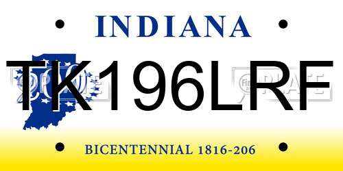 TK196LRF Indiana License Plate