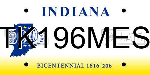 TK196MES Indiana License Plate