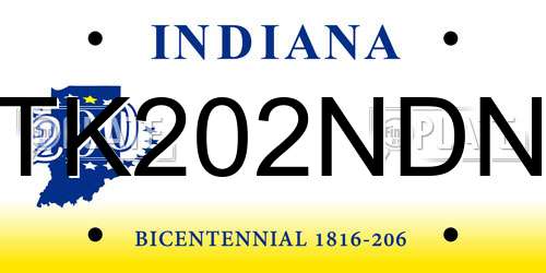 TK202NDN Indiana License Plate