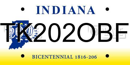 TK202OBF Indiana License Plate
