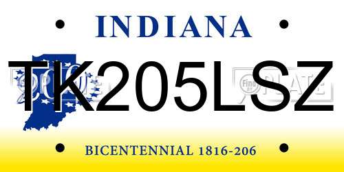 TK205LSZ Indiana License Plate