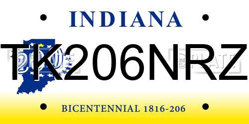 TK206NRZ Indiana License Plate
