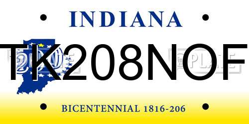 TK208NOF Indiana License Plate