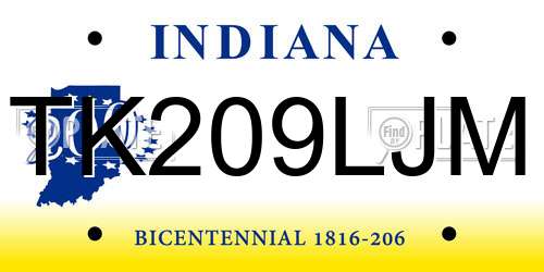 TK209LJM Indiana License Plate