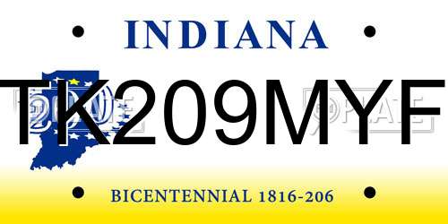 TK209MYF Indiana License Plate