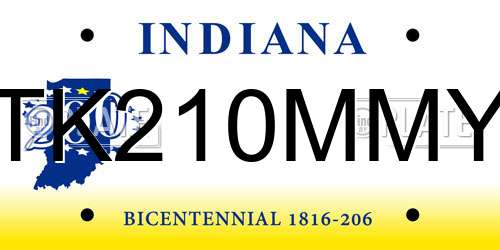 TK210MMY Indiana License Plate