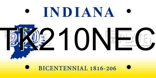 TK210NEC Indiana License Plate