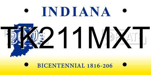 TK211MXT Indiana License Plate