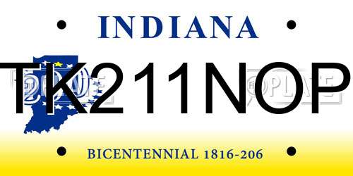 TK211NOP Indiana License Plate