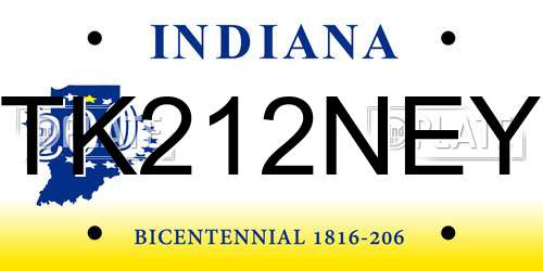 TK212NEY Indiana License Plate