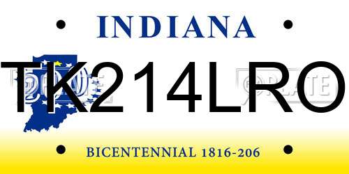 TK214LRO Indiana License Plate