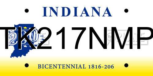 TK217NMP Indiana License Plate