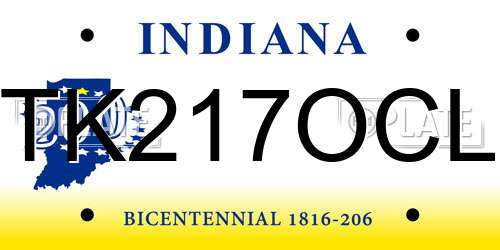 TK217OCL Indiana License Plate