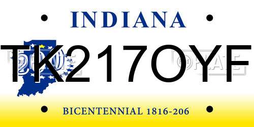 TK217OYF Indiana License Plate