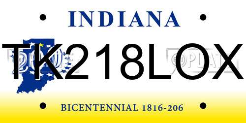 TK218LOX Indiana License Plate