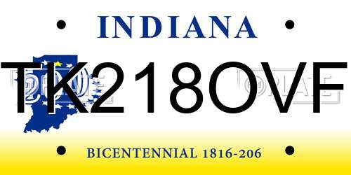 TK218OVF Indiana License Plate