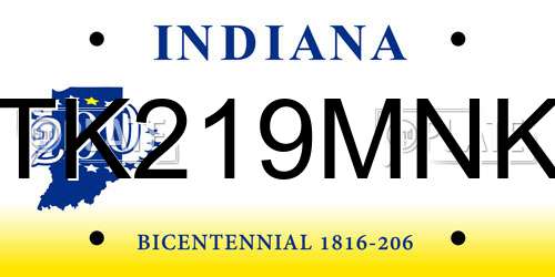 TK219MNK Indiana License Plate