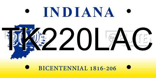 TK220LAC Indiana License Plate