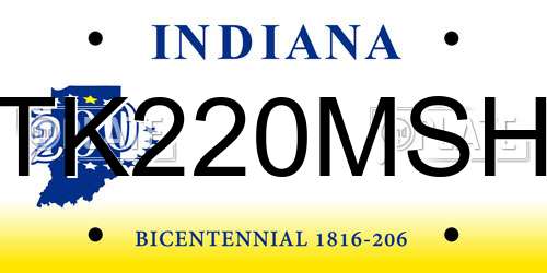 TK220MSH Indiana License Plate