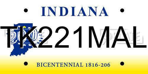 TK221MAL Indiana License Plate