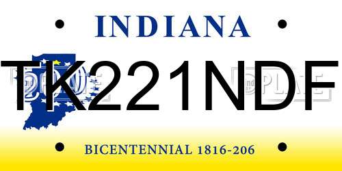 TK221NDF Indiana License Plate