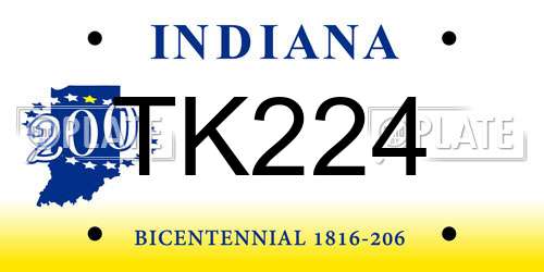TK224 Indiana License Plate