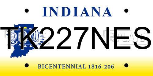 TK227NES Indiana License Plate