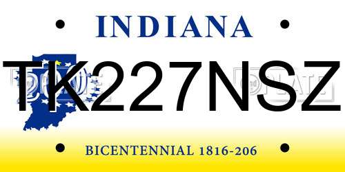 TK227NSZ Indiana License Plate