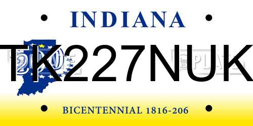 TK227NUK Indiana License Plate