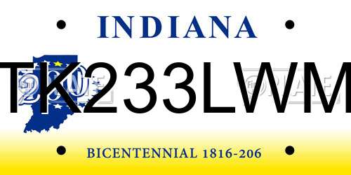 TK233LWM Indiana License Plate