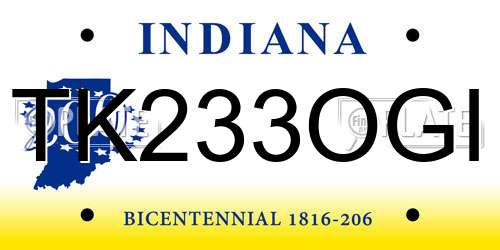 TK233OGI Indiana License Plate