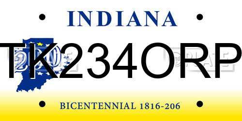 TK234ORP Indiana License Plate