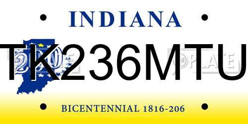TK236MTU Indiana License Plate