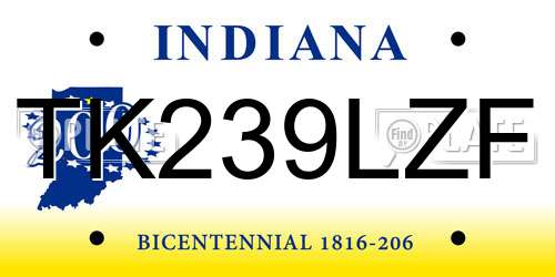 TK239LZF Indiana License Plate