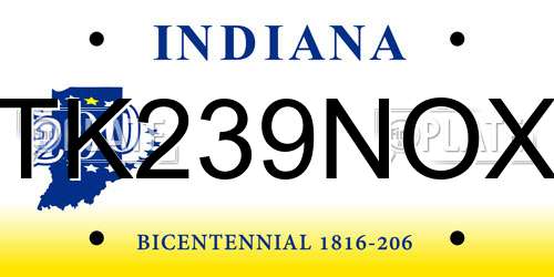 TK239NOX Indiana License Plate