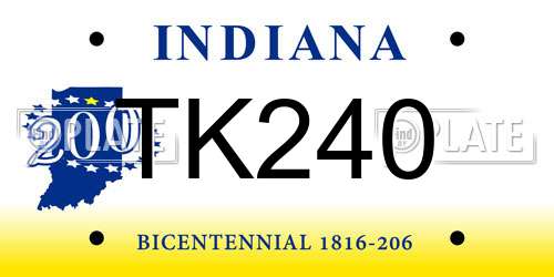 TK240 Indiana License Plate