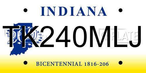 TK240MLJ Indiana License Plate