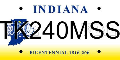TK240MSS Indiana License Plate
