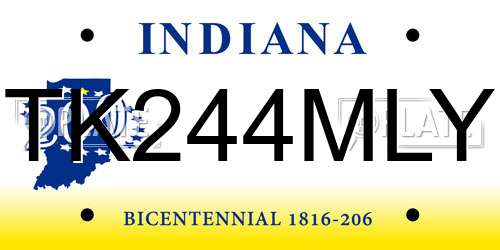 TK244MLY Indiana License Plate