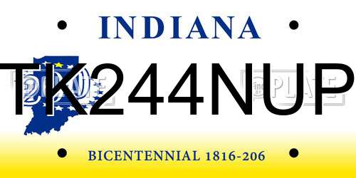 TK244NUP Indiana License Plate