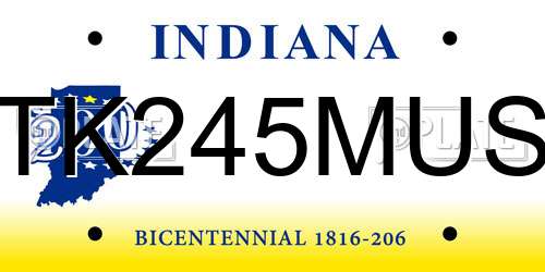 TK245MUS Indiana License Plate