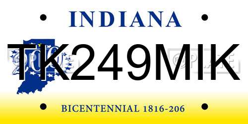 TK249MIK Indiana License Plate