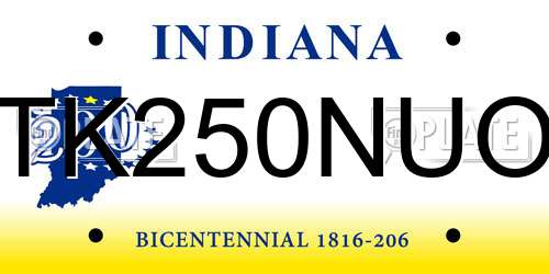 TK250NUO Indiana License Plate