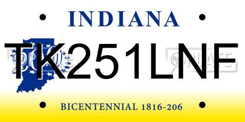 TK251LNF Indiana License Plate